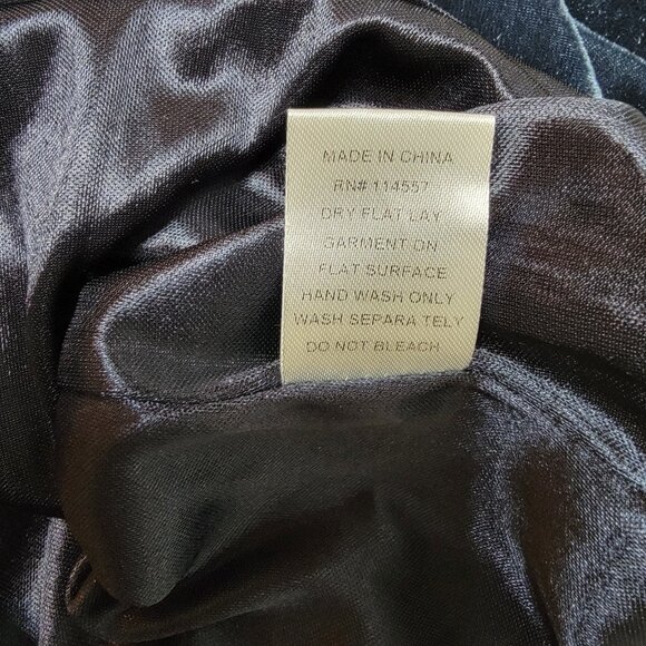 Anthropologie THML Navy Blue Velvet Embroidered Boho Dress Size Medium - Picture 9 of 9